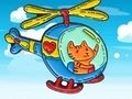 Jeu Livre de coloriage : Hélicoptère de conduite de chat  en ligne