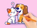 Jeu Livre de coloriage : chien et chat  en ligne