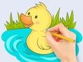 Jeu Livre de coloriage : Bébé canard nageant  en ligne