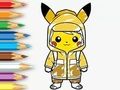 Jeu Livre de coloriage : imperméable Pikachu  en ligne