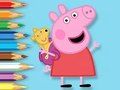 Jeu Livre de coloriage : Peppa avec un ours en peluche  en ligne