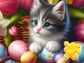 Jeu Puzzle : Chat de Pâques  en ligne