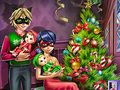 Jeu Noël en famille fille en pointillé  en ligne