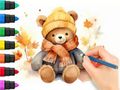 Jeu Livre de coloriage : Ours d'automne  en ligne