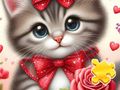 Jeu Puzzle : Chat Rose  en ligne