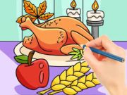 Jeu Livre de coloriage : Repas de dinde de Thanksgiving  en ligne
