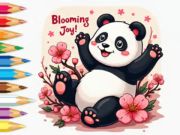 Jeu Livre de coloriage : Petit Panda Fleurs de Cerisier  en ligne