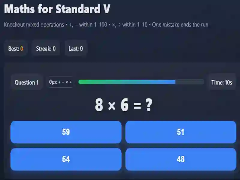 Jeu Maths for Standard V en ligne