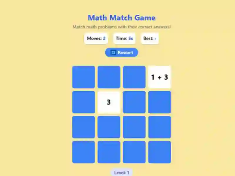 Jeu Math Match Game en ligne
