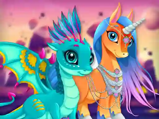 Jeu Cute Unicorns And Dragons Puzzle en ligne