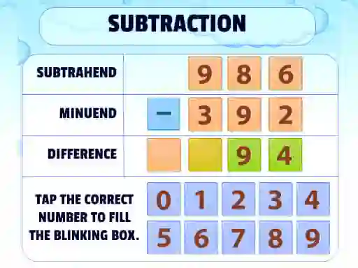 Jeu Subtraction Practice en ligne