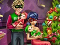 Jeu Noël en famille fille en pointillé  en ligne