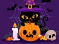 Jeu Puzzle de chats grincheux d'Halloween  en ligne