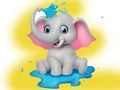 Jeu Livre de coloriage : Éléphant pulvérisant de l'eau  en ligne