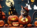 Jeu Puzzle : Chat d'Halloween  en ligne