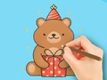 Jeu Livre de coloriage : Ours cadeau  en ligne