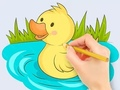 Jeu Livre de coloriage : Bébé canard nageant  en ligne