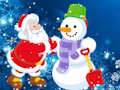 Jeu Puzzle Père Noël et bonhomme de neige  en ligne