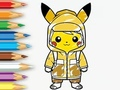 Jeu Livre de coloriage : imperméable Pikachu  en ligne