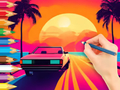 Jeu Livre de coloriage : Conduite au coucher du soleil  en ligne
