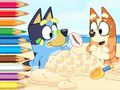 Jeu Livre de coloriage : Bluey sur la plage  en ligne