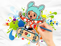 Jeu Livre de coloriage : Toca Boca Skateboard  en ligne