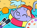 Jeu Livre de coloriage : Nage des éléphants  en ligne