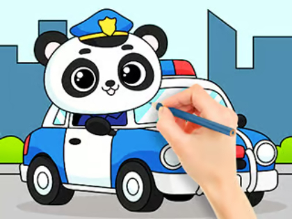 Jeu Livre de coloriage : Panda policier  en ligne