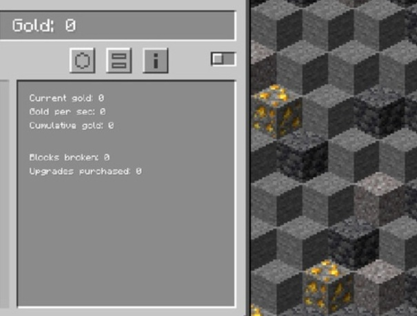 Jeu Cliqueur d'or Minecraft  en ligne
