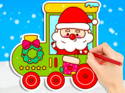 Jeu Livre de coloriage : Train de Noël  en ligne