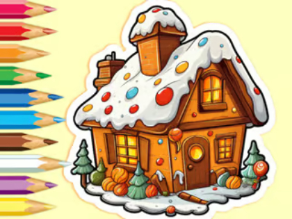 Jeu Livre de coloriage : Maison de bonbons de Noël  en ligne