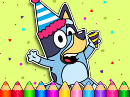 Jeu Livre de coloriage: l'anniversaire de Bluey  en ligne