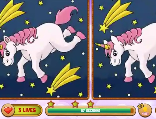 Jeu La licorne trouve les différences  en ligne