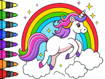 Jeu Livre de coloriage: Unicorne magique  en ligne