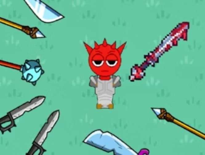 Jeu Sprunki rouge avec une épée  en ligne