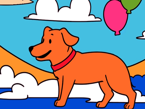 Jeu Couleur par code: chien jaune  en ligne
