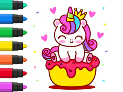 Jeu Livre de coloriage: Cupcake Unicorn  en ligne