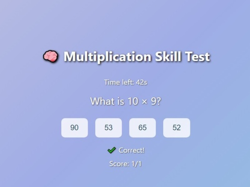 Jeu Test de compétences de multiplication en ligne