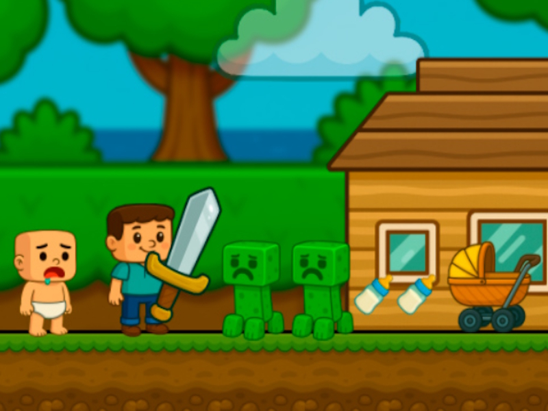 Jeu Aide bébé noob! Steve en ligne