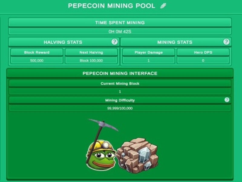 Jeu Simulateur d'inactivité Pepecoin Miner en ligne