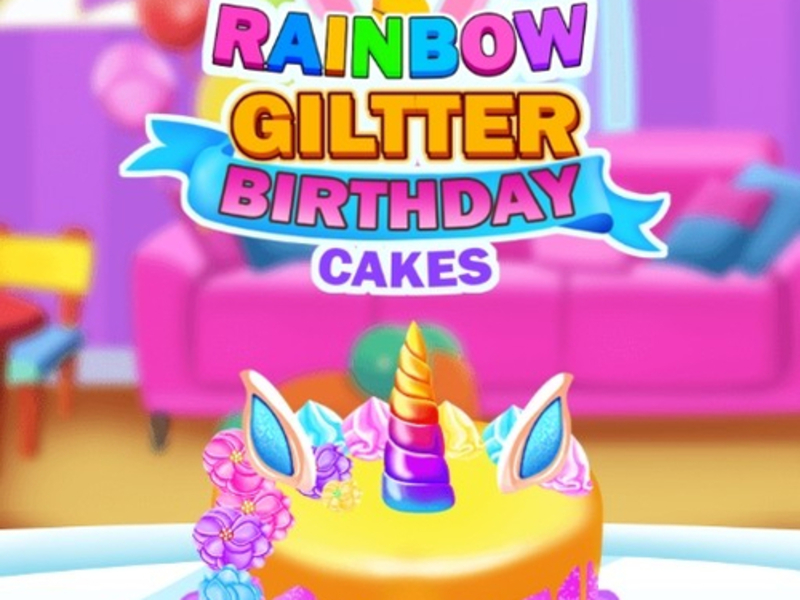 Jeu Gâteaux d'anniversaire pailletés arc-en-ciel en ligne
